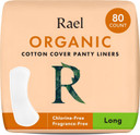 Rael Panty Liners For Women, Organic Cotton Cover - Long Pantiliners, Light Absorbency, Unscented, Chlorine Free (Long, 80 Count)