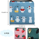 Sanitary Napkin Storage Bag,3Pack Sanitary Napkin Pads Storage Bag With Zipper 5X5 Inches First Period Bag For Girls,Women,Ladies(Strawberry)