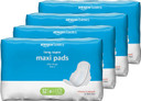 Amazon Basics Thick Maxi Pads With Flexi-Wings For Periods, Long Length, Super Absorbency, Unscented, Size 2, 128 Count, 4 Packs Of 32 (Previously Solimo)