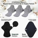 Wegreeco 6 Pcs Reusable Menstrual Pads, Ultra Absorbent Cloth Pads For Heavy Flow, Sanitary Pads For Teens, Women, Nonslip, Grey Inner, Black Outer, Medium