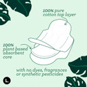 L. Ultra Thin Unscented Pads With Wings, Regular Absorbency, 42 Ct, 100% Pure Cotton Chlorine Free Top Layer