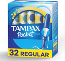 Tampax Pocket Pearl Compact Tampons Regular Absorbency With Bpa-Free Plastic Applicator And Leakguard Braid, Unscented, 32 Count(Pack Of 3)