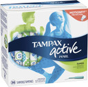 Tampax Pearl Active Plastic Tampons, Super Absorbency, Unscented, 36 Count (Packaging May Vary)