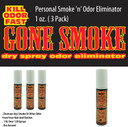 Personal Smoke 'N' Odor Eliminator Hair Clothes Freshener Sanitizer Purifier 1 Oz 3 Pack