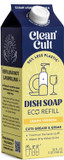 Cleancult Dish Soap Liquid Refills (32Oz, 1 Pack) - Dish Soap That Cuts Grease & Grime - Free Of Harsh Chemicals - Paper Based Eco Refill, Uses 90% Less Plastic - Lemon Verbena