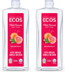 Ecos Dish Soap - Cuts Grease & Food Residue No Harsh Chemicals Hypoallergenic For Sensitive Skin Biodegradable Formula, Recyclable Sustainable Liquid Dishwashing Grapefruit (Pack Of 2)
