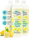 Originally Yellow Plant-Based Dish Washing Liquid | Dish Soap Liquid Infused With Organic Lemon | Quick-Drying Dishwashing Liquid Removes Dirt And Grease | Streak-Free Dish Soap, 16 Fl Oz (3-Pack)