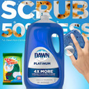Dawn Platinum Dishwashing Liquid Hand Soap, 90 Fl Oz Refill Bottle, Bundled With Scrubbing Sponge