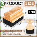 2 Pcs Cutting Board Oil Wax Applicator Butcher Block Oil Rectangular Circular Wooden Cutting Board Mineral Oil With Handle For Wood Surfaces Restoring Butcher Blocks, Countertops Utensils