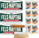 Fels-Naptha Laundry Detergent Bar Soap And Stain Remover Bundle - Includes 3 (5-Ounce) Fels Naptha Laundry Bar, 8 Shout Wipes, Eco Bamboo Scrub Brush, Diy Detergent Recipe By Foxtail Collective
