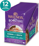 Wellness Bowl Boosters Grain Free Wet Cat Food Topper, Flaked Tuna & Shrimp Recipe In Broth, 1.75 Ounce Pouches (Pack Of 12)