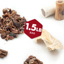 Mixed Morsels Bargain Bag - 1.5 Lb. Assorted Natural Dog Treats - Rawhide-Free Variety - Stuffed Shin Bone, Small Femur, Broken Snap Sticks, Gullet Mix, Cow Ear, Rib Bone