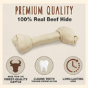 Cadet Premium Grade Beef Hide For Dogs, Long Lasting Rawhide Knotted Bones Single Ingredient Dog Chews, 8"-9" Dog Bones, 3 Pack