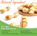 Mon2Sun Dog Rawhide Knot Bones Small Rawhide Bones Mini Dog Chews Chicken Flavour 2.5 Inch 60 Count For Puppy And Small Dogs