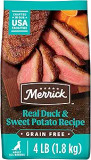 Merrick Premium Grain Free Dry Adult Dog Food, Wholesome And Natural Kibble With Real Duck And Sweet Potato - 4.0 Lb. Bag