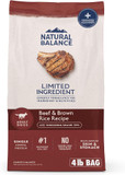 Natural Balance Limited Ingredient Adult Dry Dog Food with Healthy Grains, Beef & Brown Rice Recipe, 4 lb