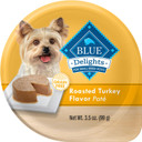 Blue Buffalo Delights Natural Adult Small Breed Wet Dog Food Cups, Pate Style, Roasted Turkey Flavor In Savory Juice 3.5-Oz (Pack Of 12)