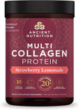 Ancient Nutrition Collagen Powder Protein, Multi Collagen Protein Powder, Strawberry Lemonade, 45 Servings, W/Vitamin C, Hydrolyzed Collagen Peptides For Skin, Nails, Gut Health And Joints, 18.1Oz