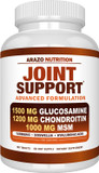 Arazo Nutrition Glucosamine Chondroitin Turmeric Msm Boswellia - Joint Support Supplement For Relief 180 Tablets For Bones, Back, Knees, Hands (180 Tablets)