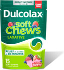 Dulcolax Saline Laxative Soft Chews, Gentle Constipation Relief, Mixed Berry Flavor, Magnesium Hydroxide 1200 Mg, 15 Count
