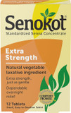 Senokot Extra Strength, 12 Tablets, Natural Vegetable Laxative Ingredient For Gentle Dependable Overnight Relief Of Occasional Constipation
