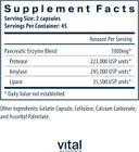 Vital Nutrients Pancreatic Enzymes 1000Mg (Full Strength) | Pancreatin Digestion Supplement With Protease, Amylase & Lipase | Digestive Enzymes | Gluten, Dairy, And Soy Free | 90 Capsules