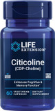 Life Extension Citicoline (Cdp-Choline) - Citicoline Supplement For Brain & Cognitive Health, Focus, Attention, Memory Function - Non-Gmo, Gluten Free, Vegetarian - 60 Capsules