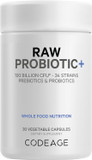Codeage Raw Probiotic+ Supplement 100 Billion Cfu, 34 Strains With Digestive Enzymes, Raw Fruits & Veggies Prebiotics - Wild Kefir Culture - Non-Gmo - Gluten-Free - 1 Capsule Per Serving - 30 Capsules