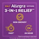 Allegra Adult 24Hr Non-Drowsy Antihistamine, 15 Tablets, Fast-Acting Allergy Symptom Relief, 180 Mg