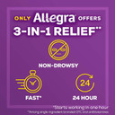 Allegra Adult 24Hr Non-Drowsy Antihistamine, 45 Tablets, Fast-Acting Allergy Symptom Relief, 180 Mg