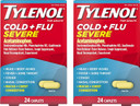 Tylenol Cold + Flu Severe Medicine Caplets For Cold & Flu Symptom Relief, Fever Reducer, Pain Reliever, Cough Suppressant, Nasal Decongestant & Expectorant With Acetaminophen, 2 Pks Of 24 Ct Ea, 48 Ct