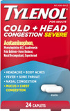 Tylenol Cold + Head Congestion Severe Medicine Caplets For Fever, Pain, And Congestion, Acetaminophen Pain Reliever, Fever Reducer, 24 Count