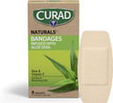Curad Naturals Ale Vera & Vitamin E Bandages 2" X 4", Individually Wrapped Sterile Bandages, First Aid Kit Essential, Protects Scrapes And Cuts, Absorbent And Self-Adhesive, 8 - Count Box