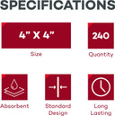 Dealmed Hydrocolloid Dressingsã¢Â4ÃÂ X 4ÃÂ Standard Thickness Hydrocolloid Bandages, Wound Care Products For First Aid Kits, Box Of 10, 24 Per Case And Individually Packed