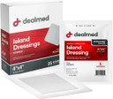 Dealmed Sterile Bordered Gauze Island Dressings  25 Count, 4" X 4" Gauze Pads, Disposable, Latex-Free, Adhesive Borders With Non-Stick Pads, Wound Dressing For First Aid Kit And Medical Facilities