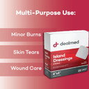 Dealmed Sterile Bordered Gauze Island Dressings  25 Count, 4" X 4" Gauze Pads, Disposable, Latex-Free, Adhesive Borders With Non-Stick Pads, Wound Dressing For First Aid Kit And Medical Facilities