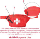 Dealmed Lifeguard Fanny Pack With Logo, E-Z Zipper Design And 3 Pockets, Red Fanny Pack (Pack Of 1), Includes Adjustable Waist Strap And Zipper Pockets