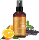 Sore Muscle Relief Magnesium Spray - Made In Usa - Powerful Blend Of Essential Oils (Black Pepper, Orange, Sweet Marjoram) - For Cramps, Stiffness & More (4 Fl Oz)