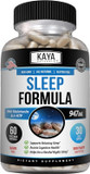 Kaya Naturals - Sleep Support Formula With Melatonin - Aid Support Vitamin Supplement - Sleep Stress And Mood Support - L-Tryptophan, Passion Flower, Ashwagandha And More - 60 Capsules (60 Count)