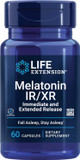 Life Extension Melatonin Ir/Xr, 1.5 Mg, Immediate- And Extended-Release Formula For Optimal Sleep Support, Healthy Circadian Rhythms, Cellular Defense, Gluten-Free, Non-Gmo, 60 Capsules