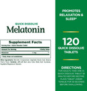 Nature'S Bounty Melatonin, Promotes Relaxation & Sleep, 100% Drug Free Sleep Aid, 3 Mg, 120 Quick Dissolve Tablets