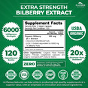 Zazzee Usda Organic Bilberry 20:1 Extract, 6000 Mg Strength, 120 Vegan Capsules, 4 Month Supply, Standardized And Concentrated 20X Extract, 100% Vegetarian, All-Natural, Non-Gmo, Made In The Usa