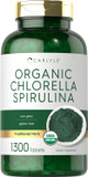 Carlyle Organic Chlorella Spirulina Tablets | 1300 Count | 50/50 Blend | Non-Gmo And Gluten Free