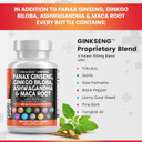 Clean Nutraceuticals Panax Ginseng 10000Mg Ginkgo Biloba 4000Mg Ashwagandha Maca Root 3000Mg - Focus Supplement Pills For Women And Men With Pine Bark Extract, Garlic, And Saw Palmetto - 60 Caps