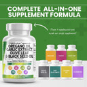 Oregano Oil 6000Mg Garlic Extract 4000Mg Olive Leaf 3000Mg Black Seed Oil 3000Mg - Immune Support & Digestive Health Supplement For Women And Men With Vitamin D3 And Zinc - 60 Caps