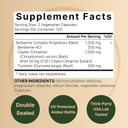Berberine Supplement | Plus True Ceylon Cinnamon & Turmeric Root  97% Berberine Hcl  Veggie Capsules, Plant-Based, Vegan, Non-Gmo