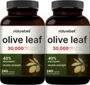2 Pack Olive Leaf Extract 30000Mg, 480 Total Capsules | 40% Active Oleuropein, 50:1 Herbal Equivalent  Rich In Polyphenol & Flavonoid Antioxidants For Immune & Heart Health  Non-Gmo
