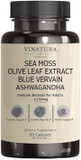 Organic Sea Moss, Blue Vervain - With Black Seed Oil, Ashwagandha, Ginger, Burdock Root Capsules - 1250Mg Per Serving, *Usa Made &Tested* Immune Booster For Adults