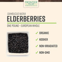 Frontier Co-Op Organic Dried Elderberries, 1Lb Bulk Bag, European Whole | Kosher & Non-Gmo Organic Elderberry Berries Dried, For Tea, Immune Support