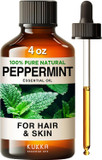 Kukka Peppermint Oil - Huge 4 Fl Oz - 100% Pure Natural Peppermint Essential Oil To Invigorate & Awaken Your Senses - Experience Strong Refreshing & Cooling Mint Oil For Skin Hair & Soap Making Scent